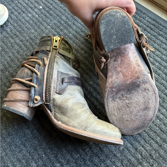 Freebird Brown and Black Ankle Boots with Buckle Detail - Picture 7 of 7